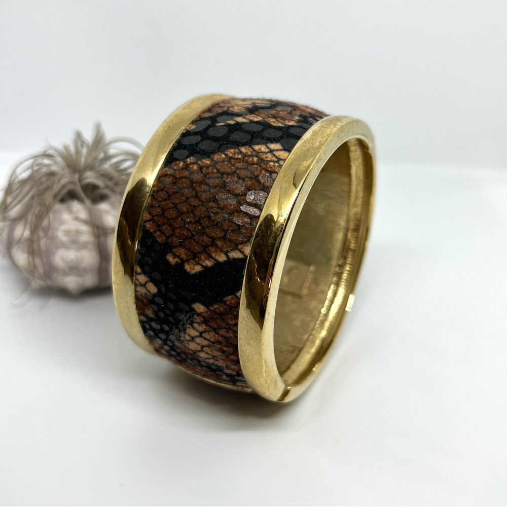 Gold Suede Snake Skin Print Large Bangle!